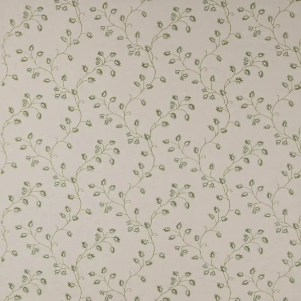 green botanical embroideried fabric from Colefax & Fowler