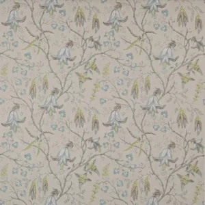 blue botanical linen fabric from Colefax & Fowler