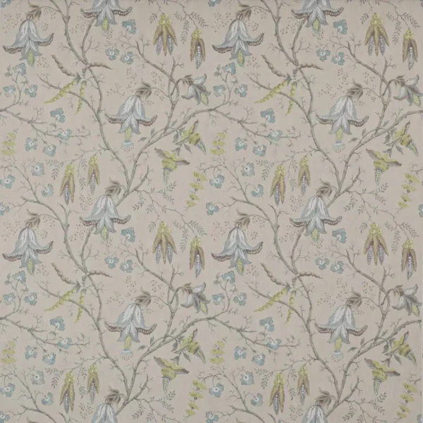Cristabel Fabric - Old Blue by blue botanical linen fabric from Colefax & Fowler
