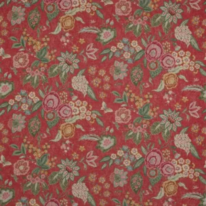 red botanical linen fabric from Colefax & Fowler