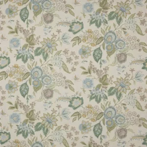 blue botanical linen fabric from Colefax & Fowler