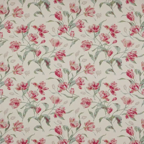 Prima Vera Fabric - Pink / Green Cotton by green botanical cotton fabric from Colefax & Fowler