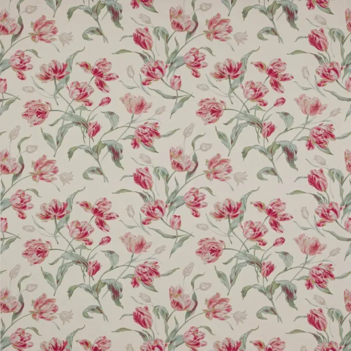 Prima Vera Fabric - Pink / Green  Cotton swatch