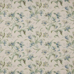 blue botanical cotton fabric from Colefax & Fowler