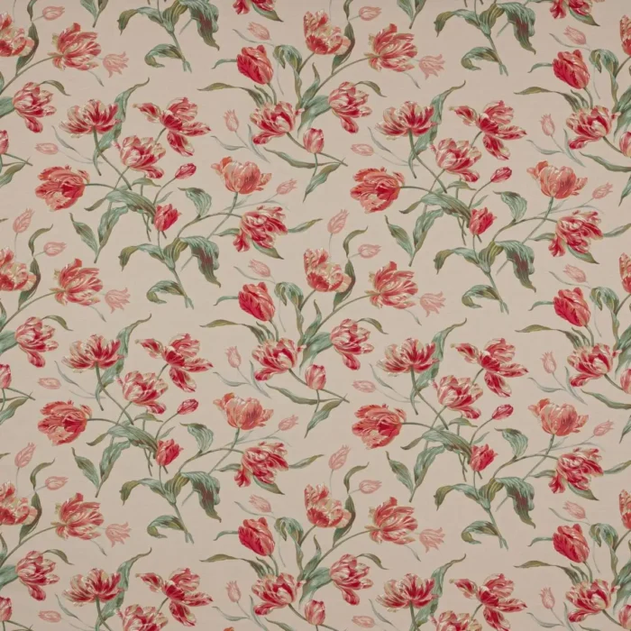Prima Vera Fabric - Tomato / Forest swatch