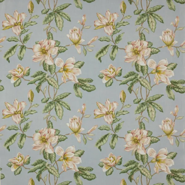 blue botanical linen fabric from Colefax & Fowler