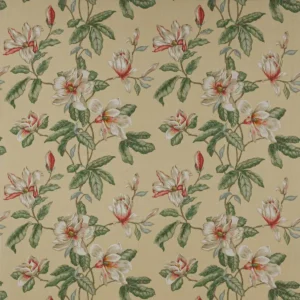 yellow botanical linen fabric from Colefax & Fowler