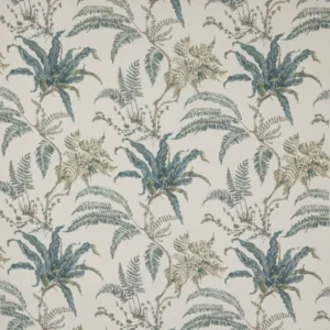 blue botanical linen fabric from Colefax & Fowler