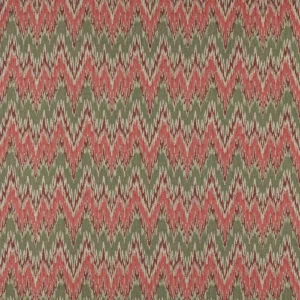 green geometric jacquard fabric from Colefax & Fowler