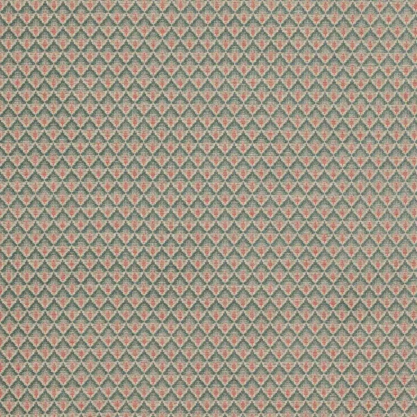 green geometric jacquard fabric from Colefax & Fowler
