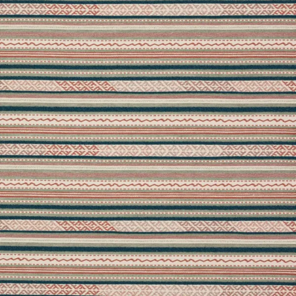 Genista Fabric - Tomato / Teal by neutral striped jacquard fabric from Colefax & Fowler