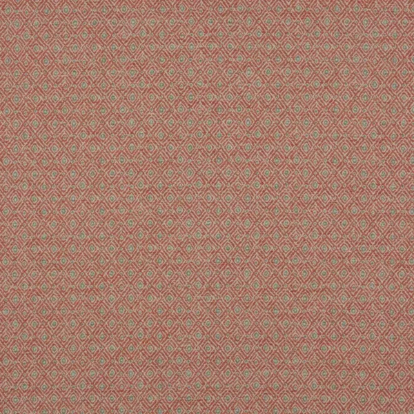 red geometric jacquard fabric from Colefax & Fowler