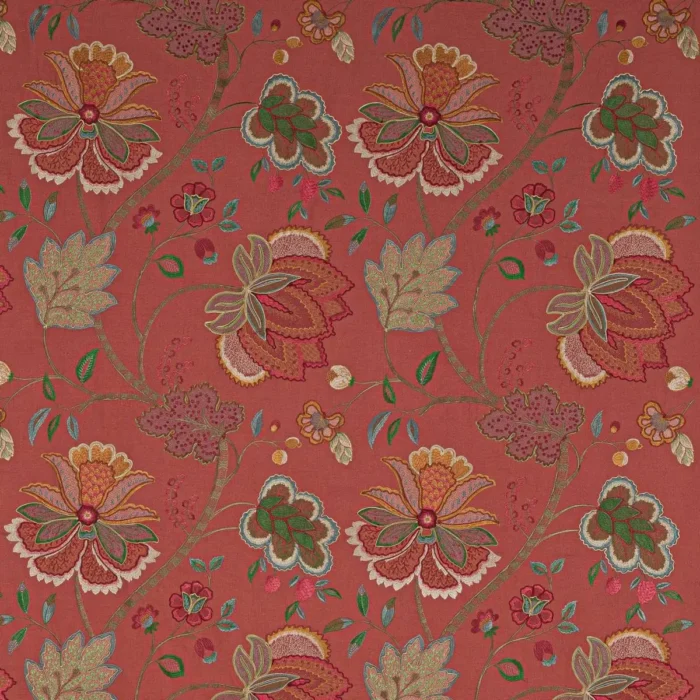 Baptista Linen Fabric - Red swatch