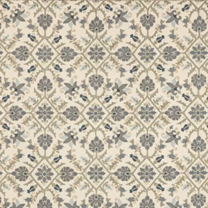 blue botanical embroideried fabric from Colefax & Fowler