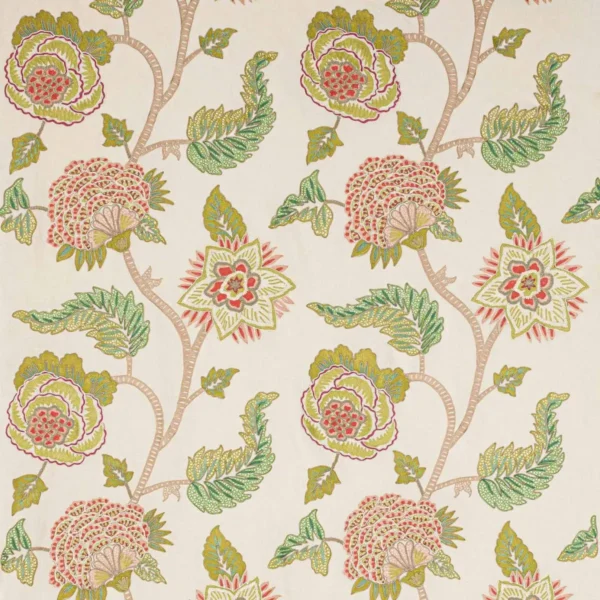 pink botanical embroideried fabric from Colefax & Fowler