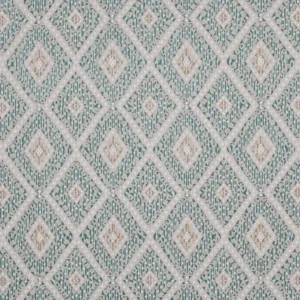 blue geometric embroideried fabric from Colefax & Fowler