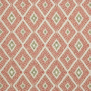 red geometric embroideried fabric from Colefax & Fowler