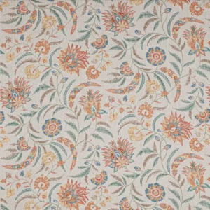 multicolour botanical linen fabric from Colefax & Fowler