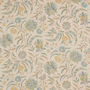 multicolour botanical linen fabric from Colefax & Fowler