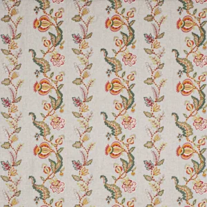 multicolour botanical embroideried fabric from Colefax & Fowler