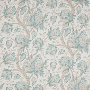 blue botanical linen fabric from Colefax & Fowler
