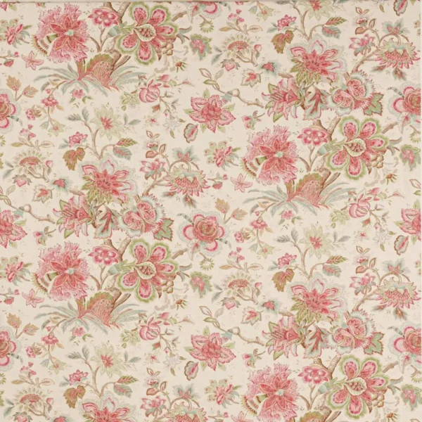 Flores Fabric - Pink / Green by pink botanical linen fabric from Colefax & Fowler