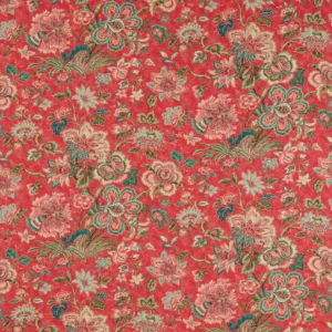 red botanical linen fabric from Colefax & Fowler