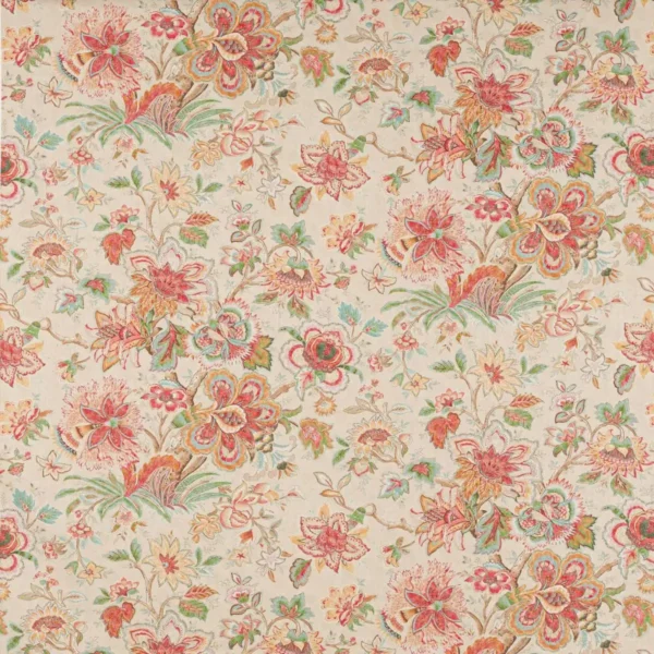 pink botanical linen fabric from Colefax & Fowler