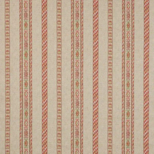 Tait Stripe Fabric - Red / Green by orange striped linen fabric from Colefax & Fowler