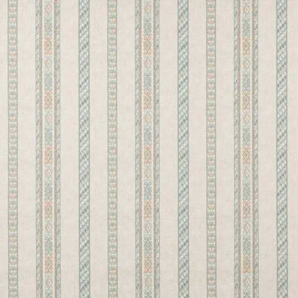 Tait Stripe Fabric - Old Blue by blue striped linen fabric from Colefax & Fowler