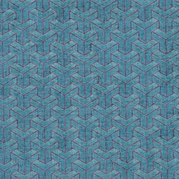 Accento Fabric - 3121 by blue geometric velvet-chenille fabric from Cristina Marrone