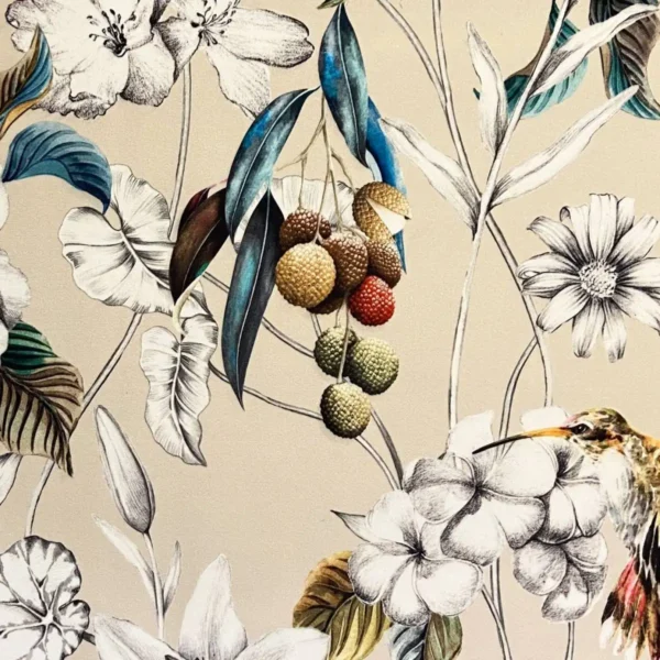 Maestro Fabric - 3375 by neutral botanical velvet-chenille fabric from Cristina Marrone