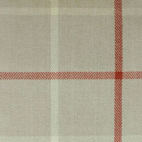 Piazza Window Pane Fabric - Natural by red checked woven fabric from Cristina Marrone