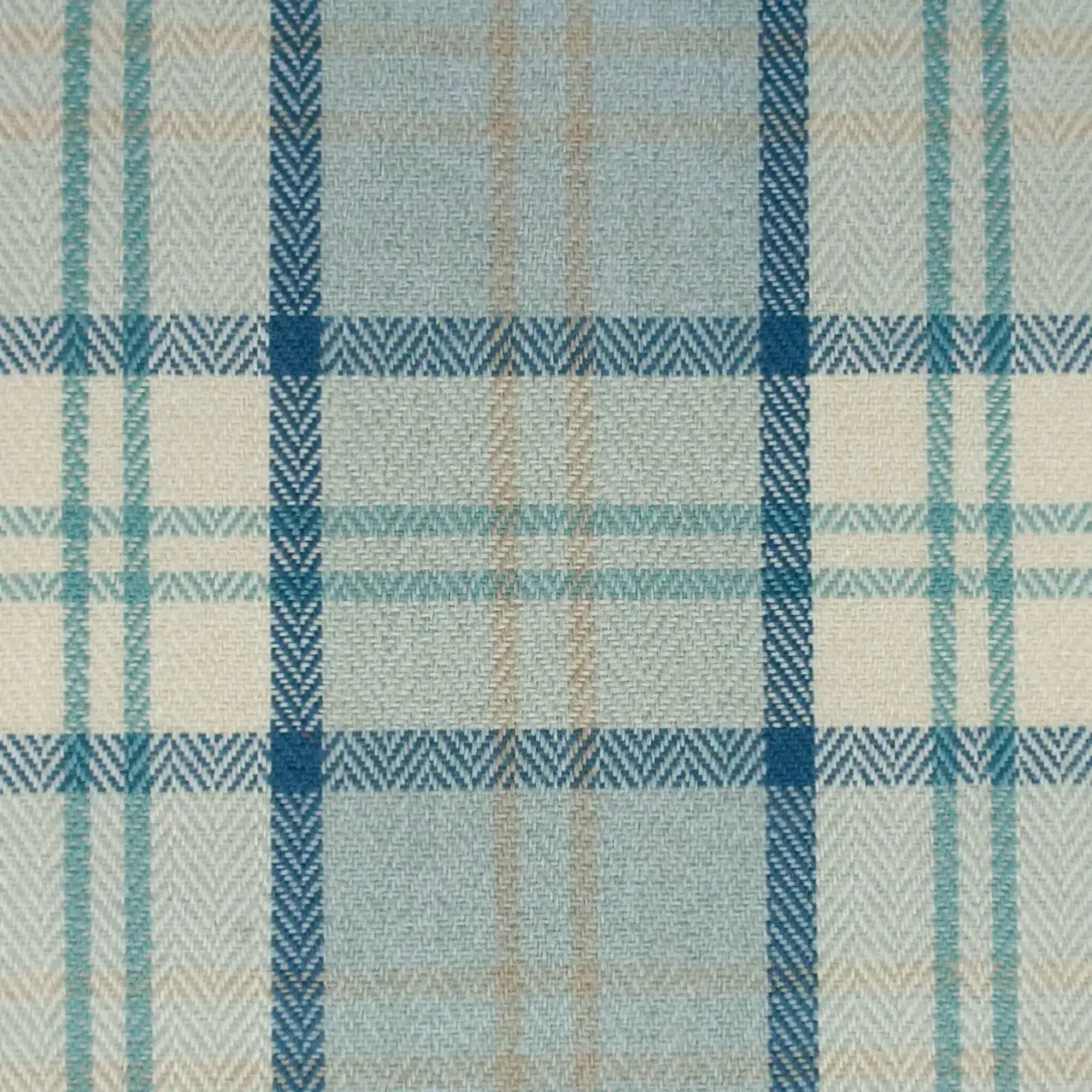 Piazza Plaid Fabric - Ocean by blue checked woven fabric from Cristina Marrone