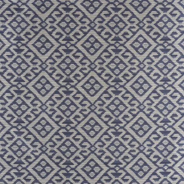 Bakhtair Fabric - Indigo by blue geometric velvet-chenille fabric from Warwick