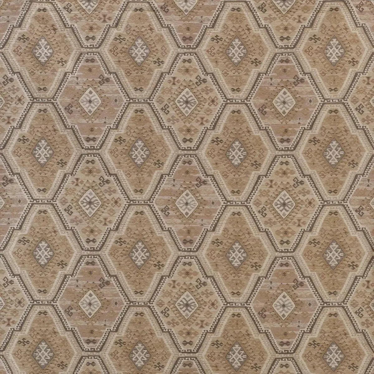Kashmar Fabric - Natural by brown geometric velvet-chenille fabric from Warwick