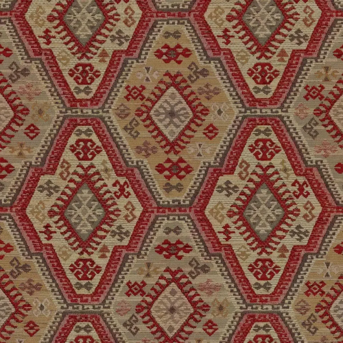 Kashmar Fabric - Vintage by red geometric velvet-chenille fabric from Warwick