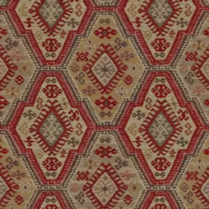 red geometric velvet-chenille fabric from Warwick