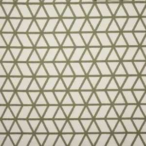 green geometric embroideried fabric from Prestigious Textiles