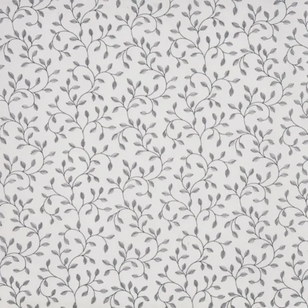 black-grey botanical embroideried fabric from Prestigious Textiles