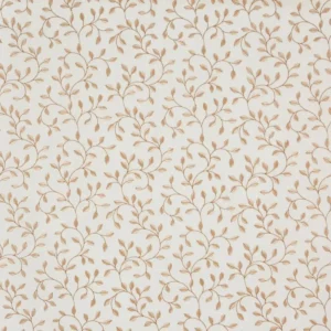 orange botanical embroideried fabric from Prestigious Textiles