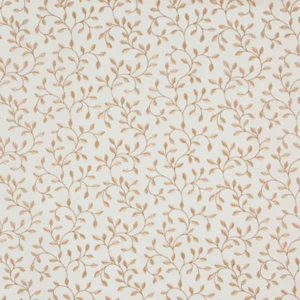 Poplar Fabric - Copper by orange botanical embroideried fabric from Prestigious Textiles