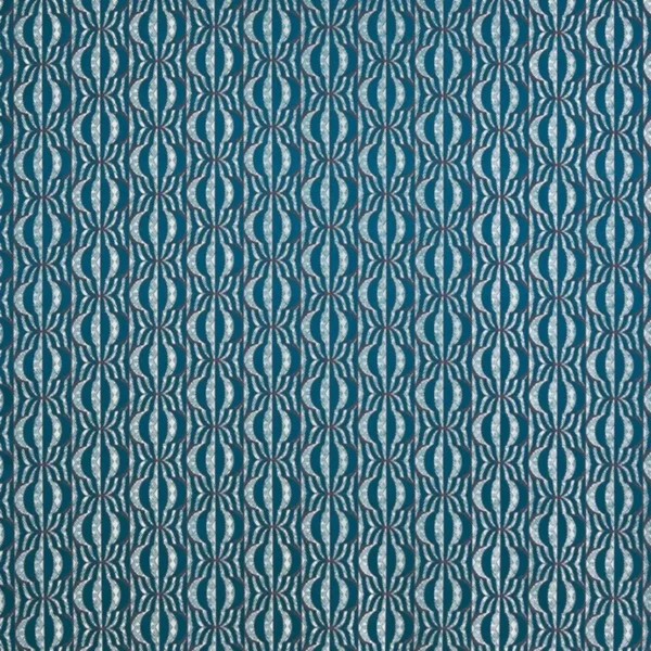 Latifah Fabric - Peacock by blue geometric jacquard fabric from Prestigious Textiles
