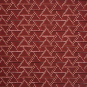 red geometric embroideried fabric from Prestigious Textiles