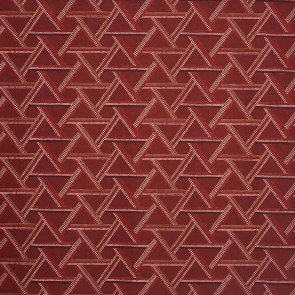 Medina Fabric - Ruby by red geometric embroideried fabric from Prestigious Textiles