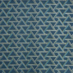 blue geometric embroideried fabric from Prestigious Textiles