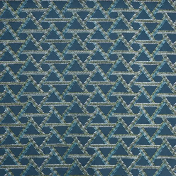 Medina Fabric - Moonstone by blue geometric embroideried fabric from Prestigious Textiles