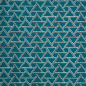 blue geometric embroideried fabric from Prestigious Textiles