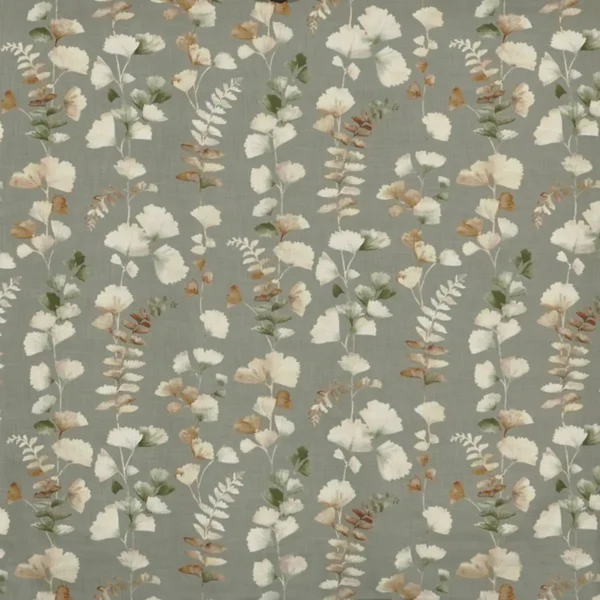 Eucalyptus Fabric - Teatime by black-grey botanical printed fabric from Prestigious Textiles