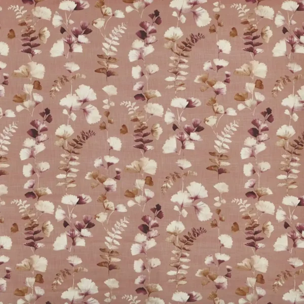 Eucalyptus Fabric - Rhubarb by pink botanical printed fabric from Prestigious Textiles
